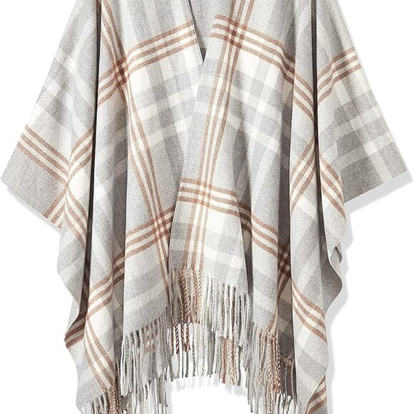 Women's Shawl Wraps Warm Poncho Ruana Wrap Cardigan - Picture 1 of 7
